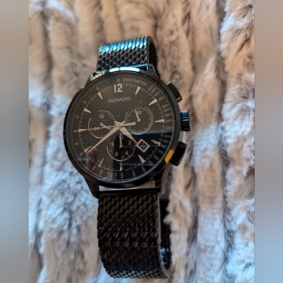 Movado Black Chronograph Watch... NEW - Picture 1 of 12